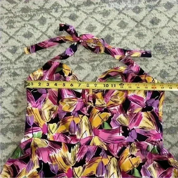 Vicky Tiel. NEW  Bright Floral Halter Fit & Flare Sundress.  Size Large - Picture 8 of 14